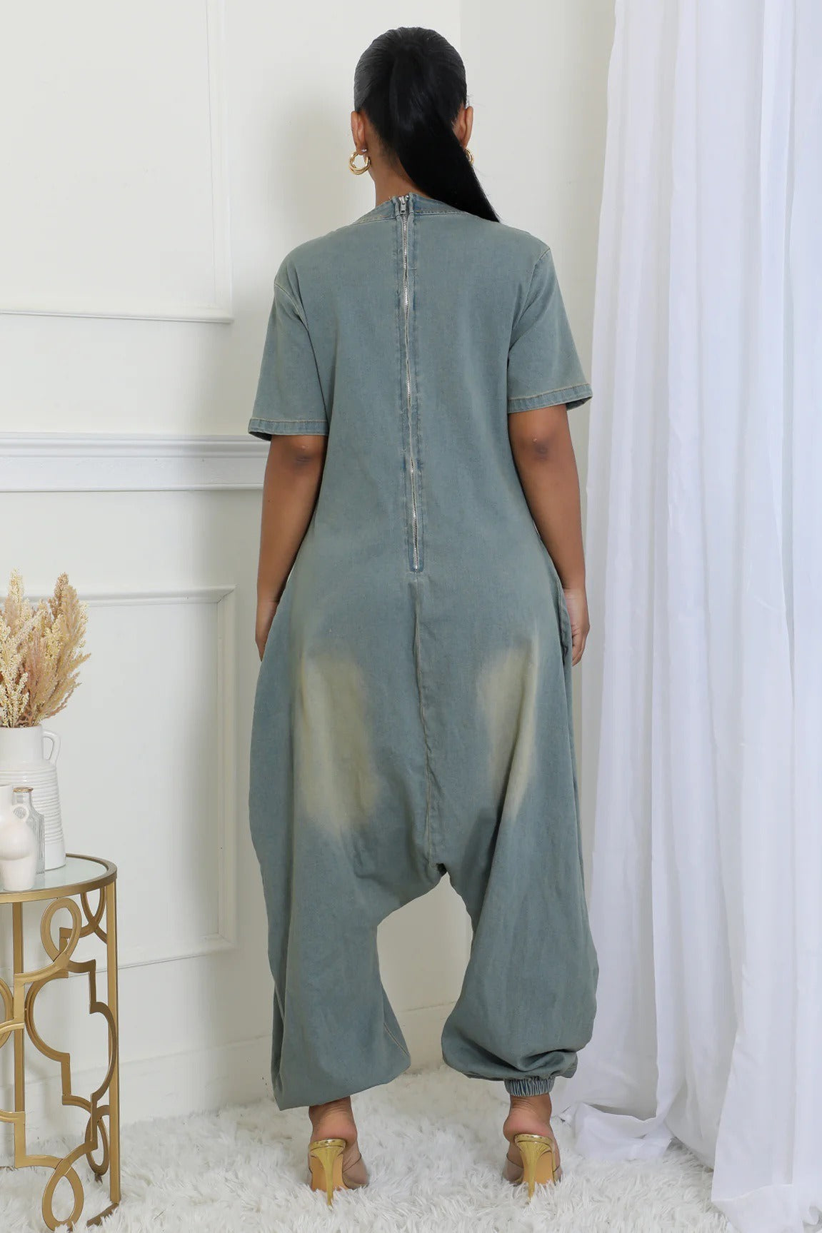 Big pocket denim jumpsuit