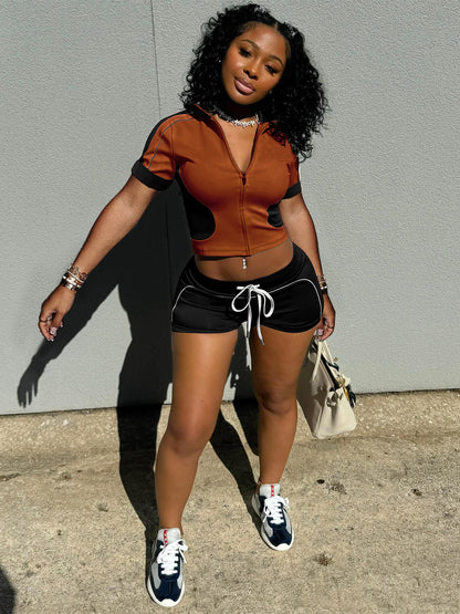 Colorblock sports suit