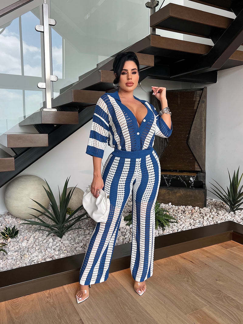 Loose collar knit Set