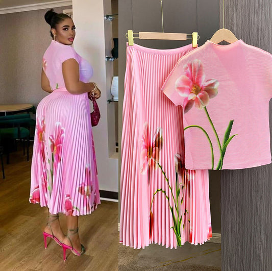 French Romantic Pleated Skirt Set