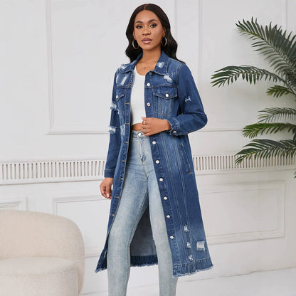 Long denim jacket
