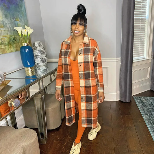 Casual and stylish classic plaid coat