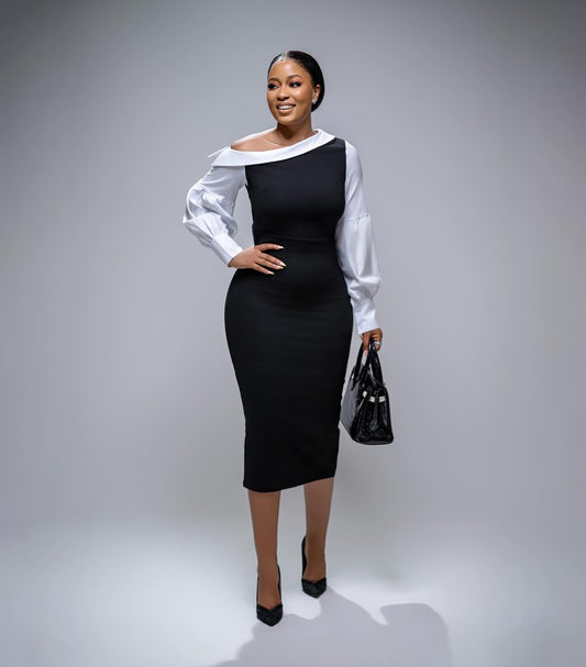 Asymmetric Pulse Veil Dress