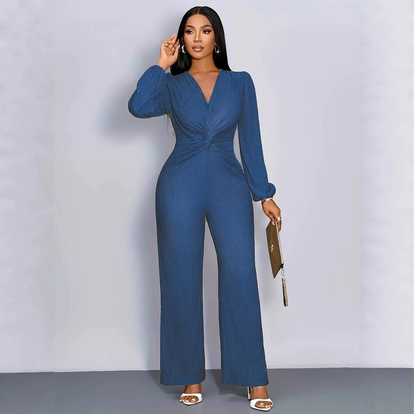Deep V Neck Jumpsuit