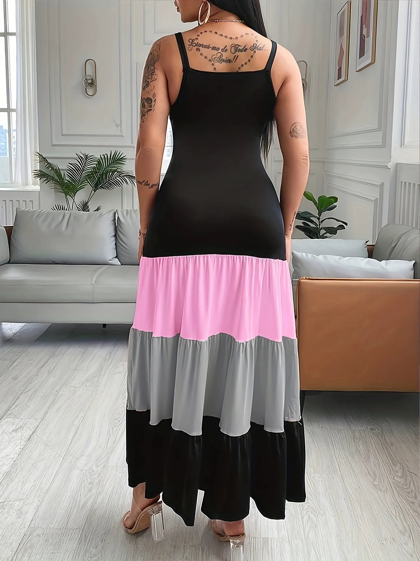 Contrast color slip dress