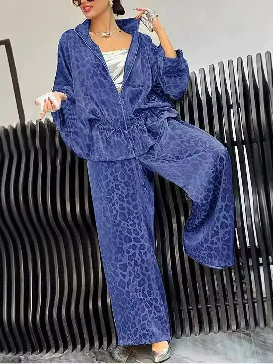 Lapel drawstring waist casual suit