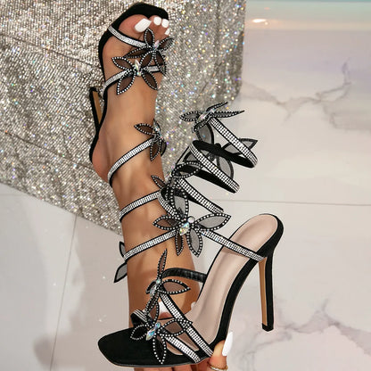 Serpentine Crystal Bow Sandals