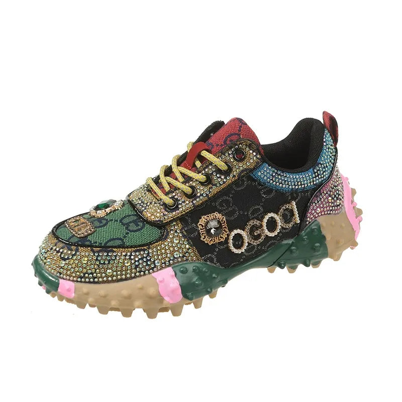 Women's Fashion Rhinestone Letter Sparkling Sneakers