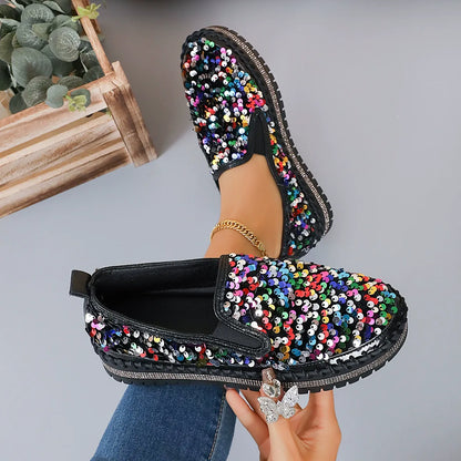 New Sequins Thick-Soled Slip-On Shoes