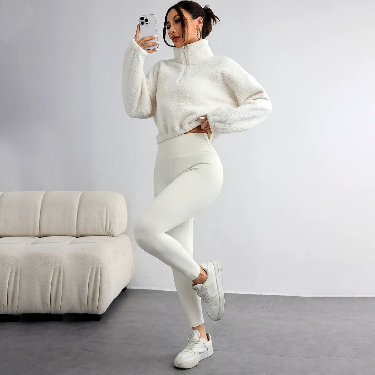 Plush sweatshirt yoga wear sports three-piece suit