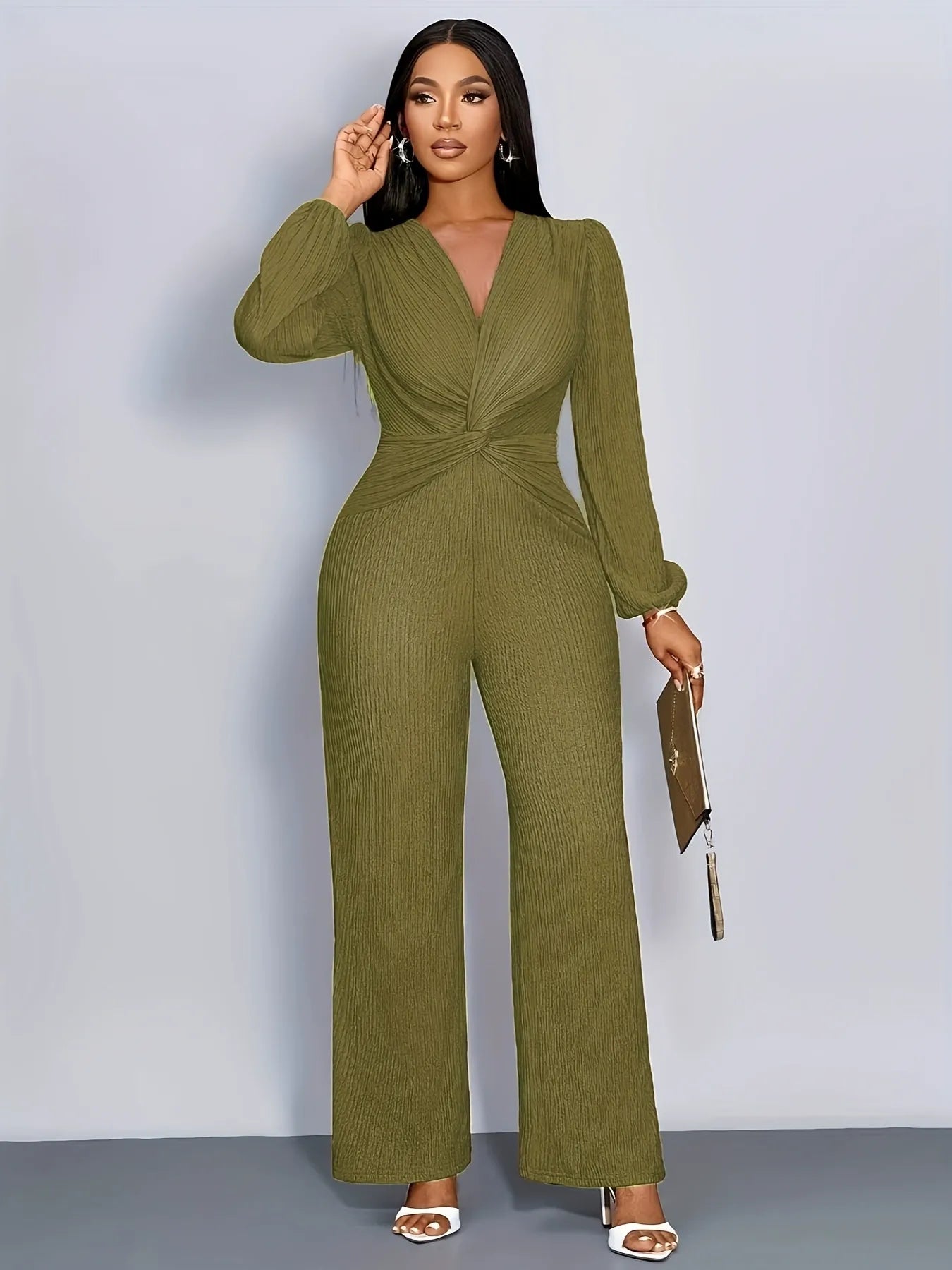 Deep V Neck Jumpsuit