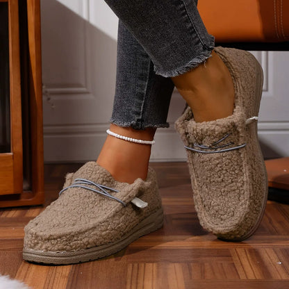 Fleece-lined warm casual flat shoes