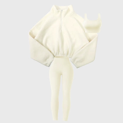 Plush sweatshirt yoga wear sports three-piece suit