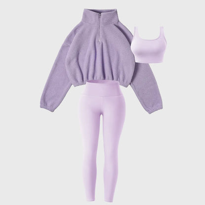 Plush sweatshirt yoga wear sports three-piece suit
