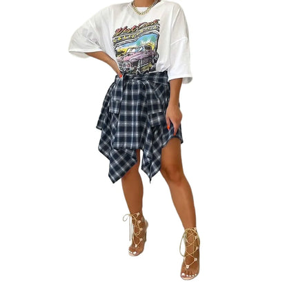 Irregular Plaid Skirt