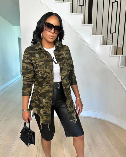 Retro camouflage print jacket