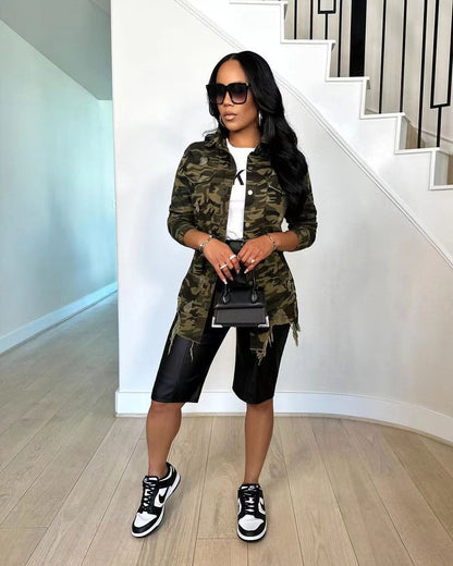 Retro camouflage print jacket