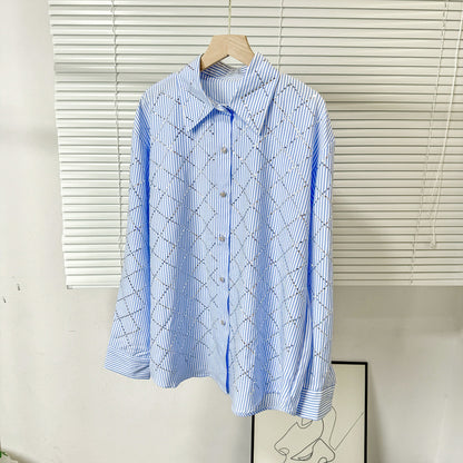 Elegant rhinestone quilted shirt