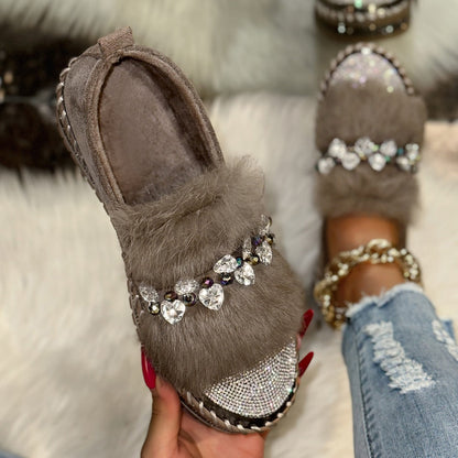 Women's Rhinestone Plush Sparkly Shoes