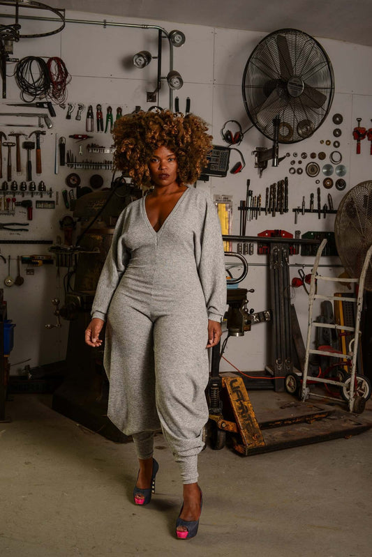 Solid color patchwork jumpsuit