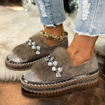 Women's Rhinestone Plush Sparkly Shoes