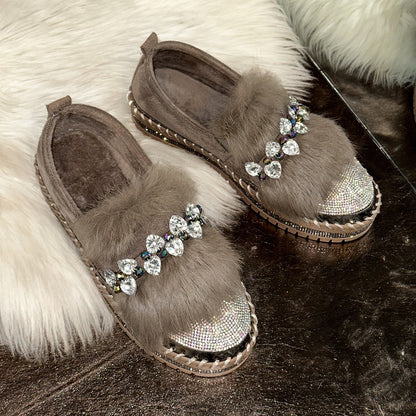 Women's Rhinestone Plush Sparkly Shoes