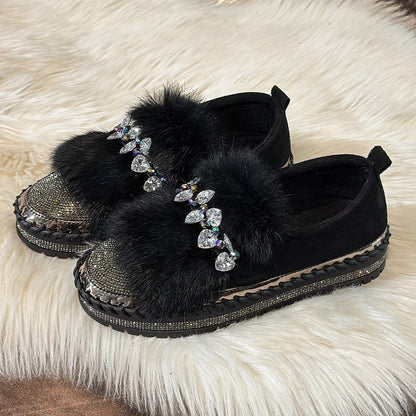 Women's Rhinestone Plush Sparkly Shoes