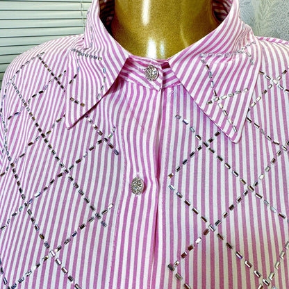 Elegant rhinestone quilted shirt