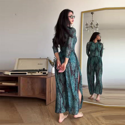 Long Sleeve Cardigan Holiday Style Swimsuit Set