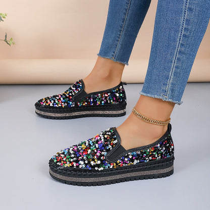 New Sequins Thick-Soled Slip-On Shoes