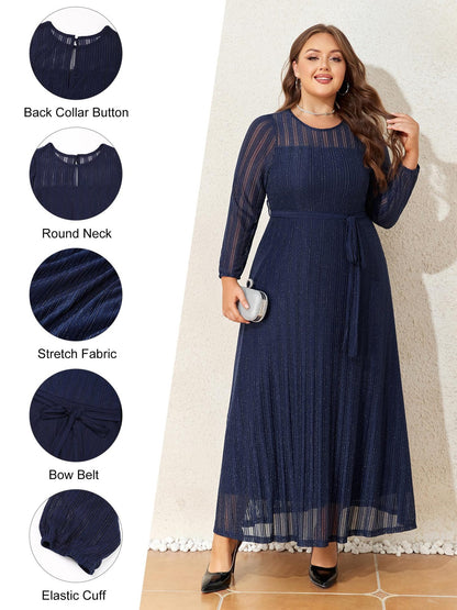 Elegant Glitter Mesh Plus Size Party Dress