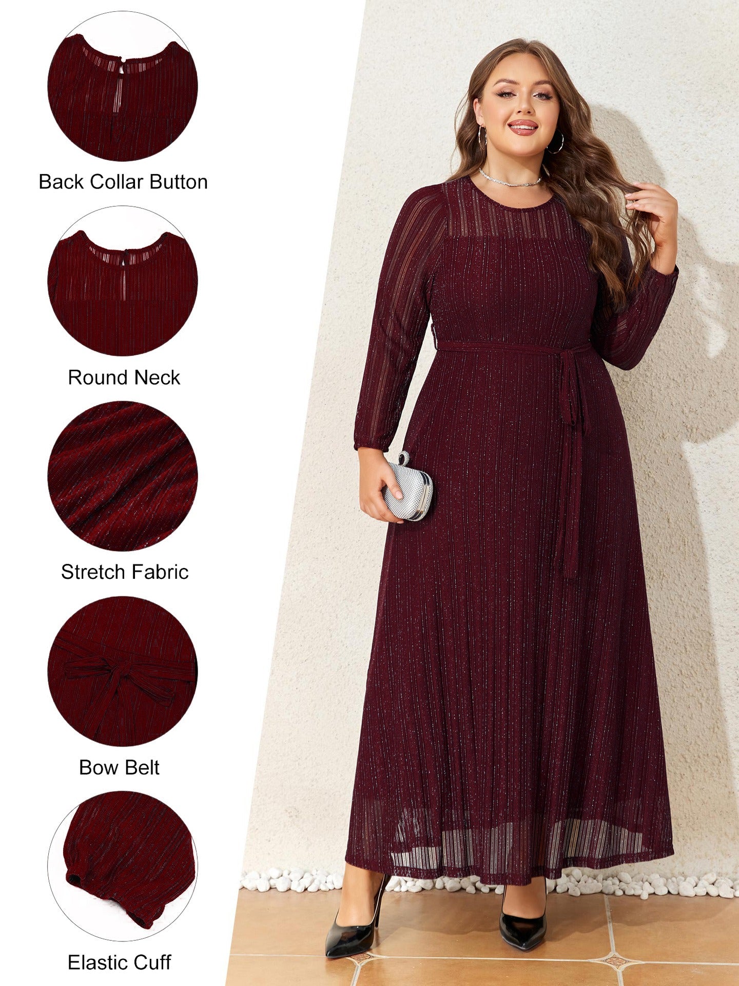 Elegant Glitter Mesh Plus Size Party Dress