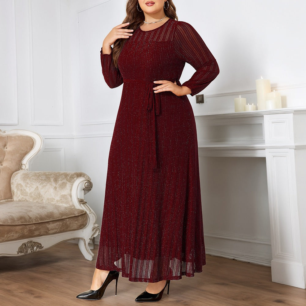 Elegant Glitter Mesh Plus Size Party Dress