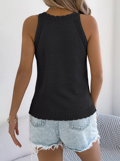Hollow sleeveless knitted resort top