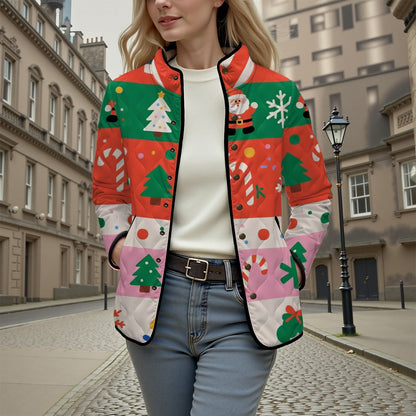 Retro Christmas themed 3D warm cotton jacket