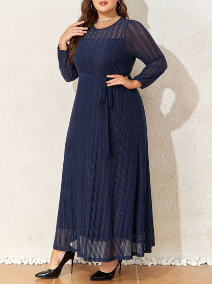 Elegant Glitter Mesh Plus Size Party Dress