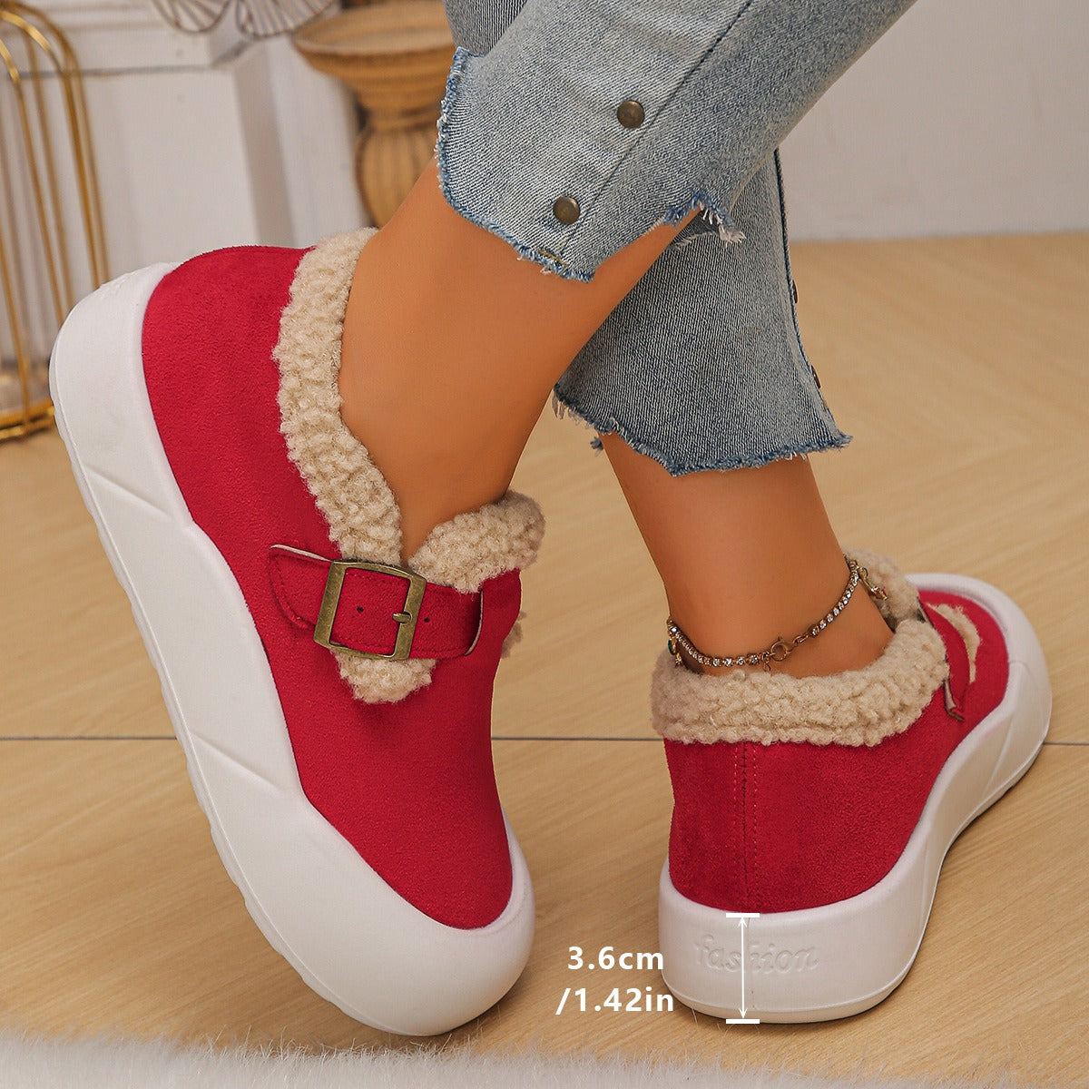 Retro lightweight fleece-lined ankle boots