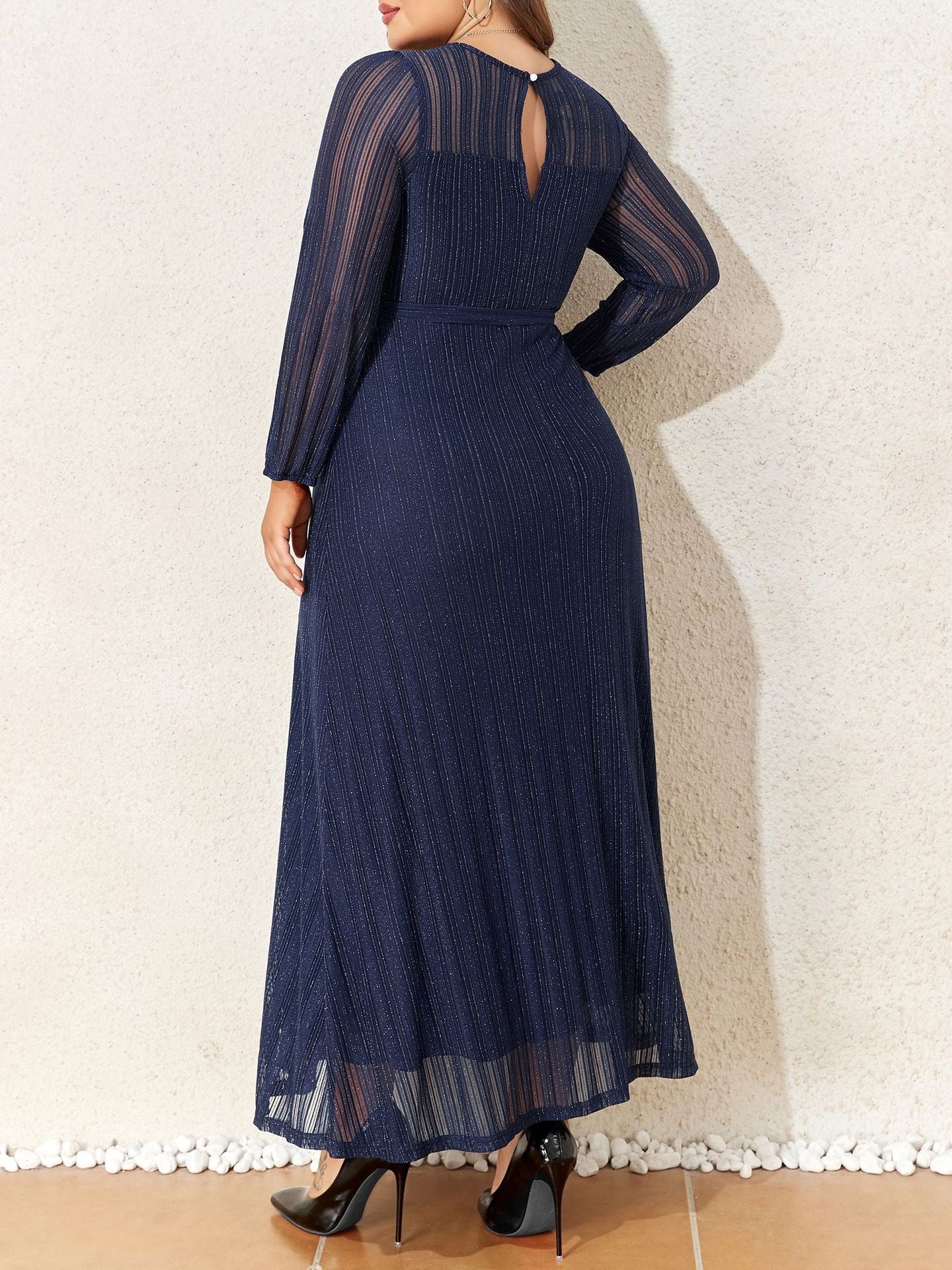 Elegant Glitter Mesh Plus Size Party Dress