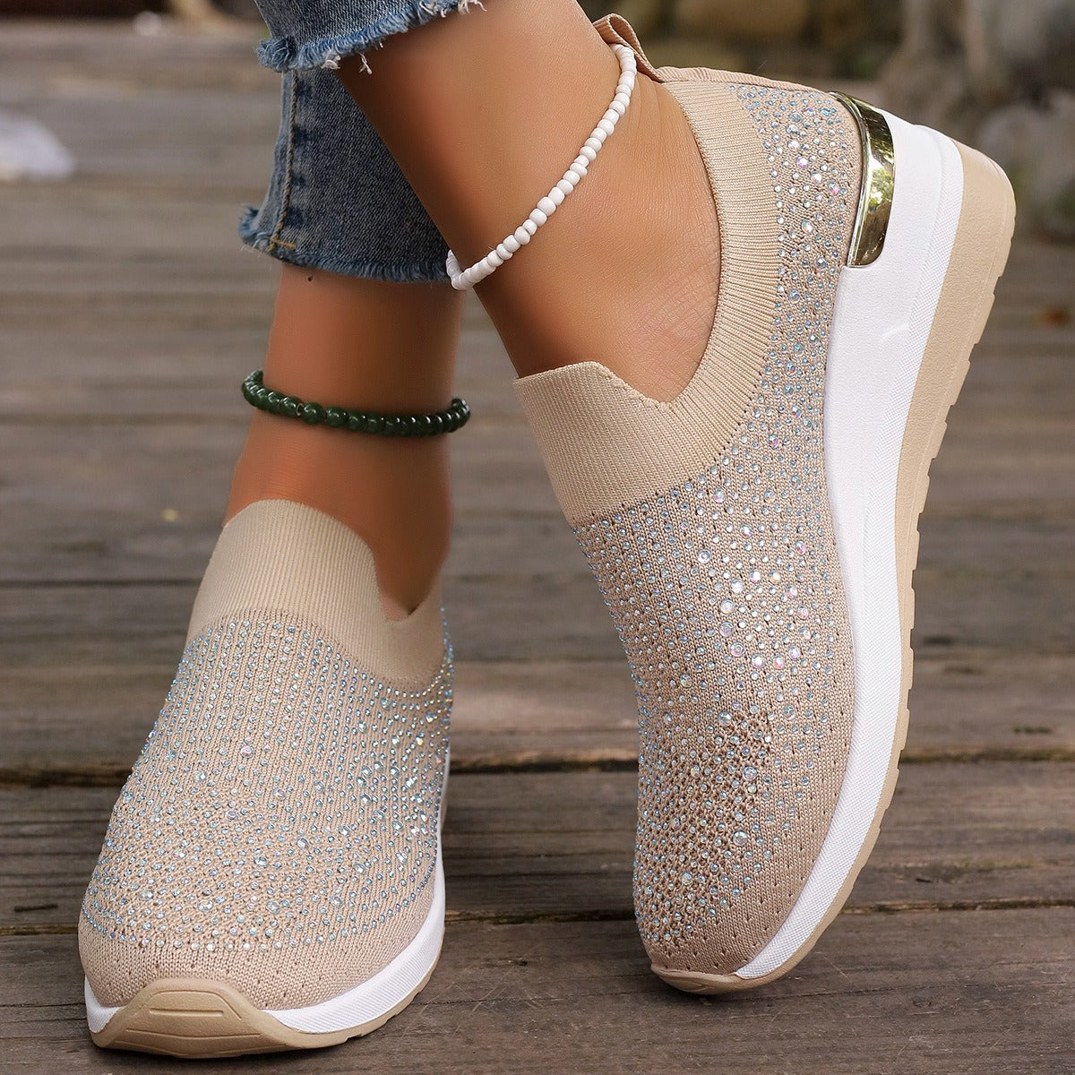 Light Luxury Shiny Slip-On Airy Casual Shoes