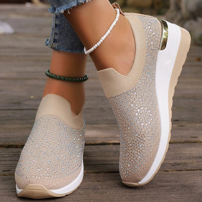 Light Luxury Shiny Slip-On Airy Casual Shoes