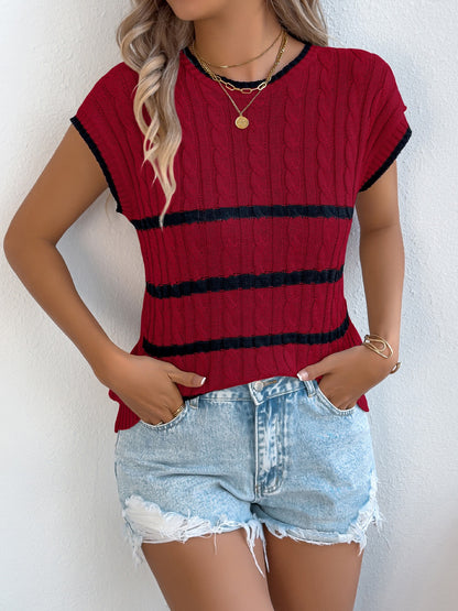 Striped Loose Knit Vacation Top