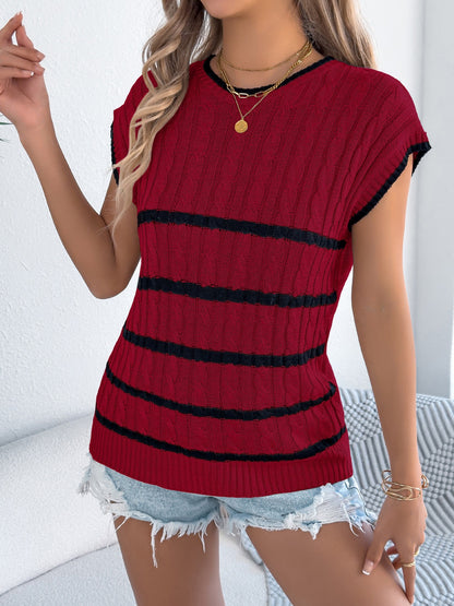 Striped Loose Knit Vacation Top