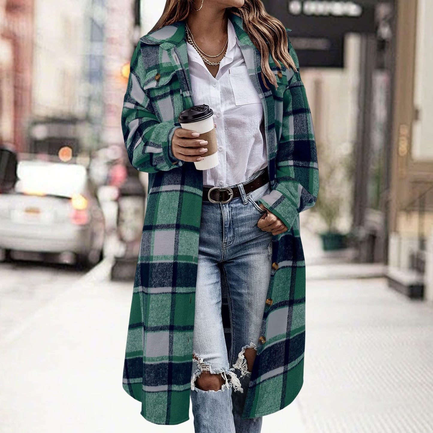 Casual plaid shirt jacket