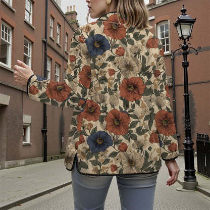 Retro all-match 3D flower cotton jacket