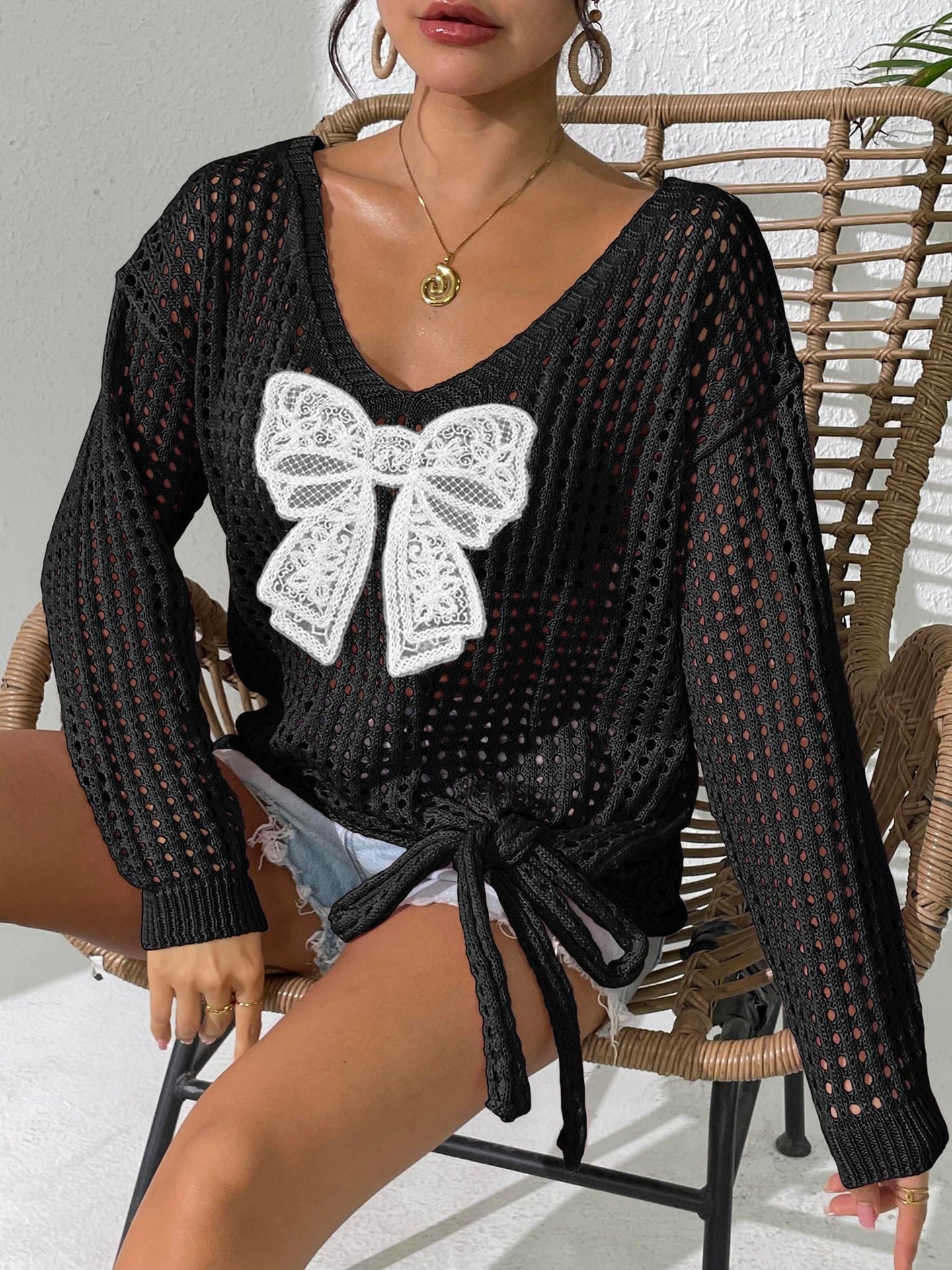 Butterfly Knit Slouchy Cardigan Top