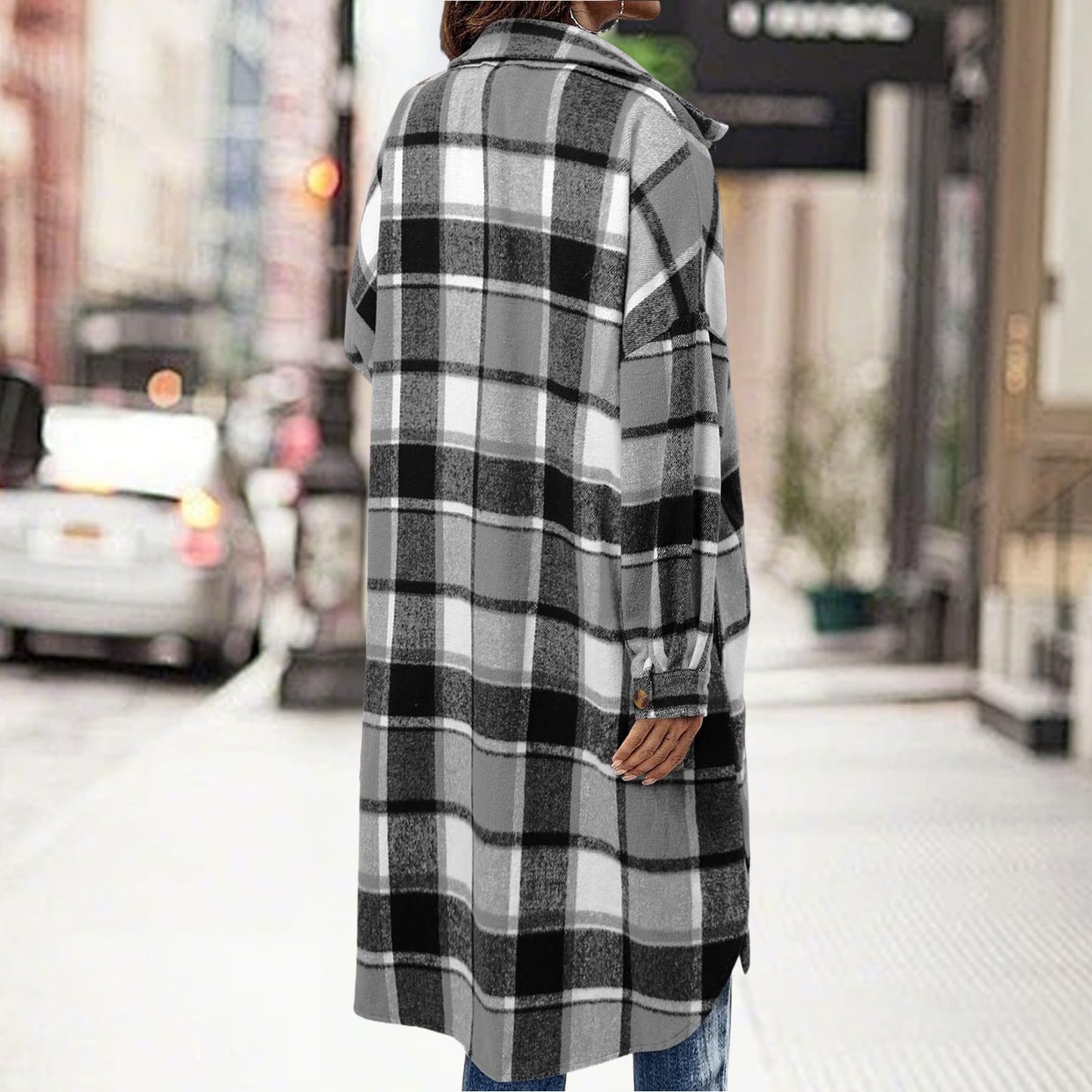 Casual plaid shirt jacket