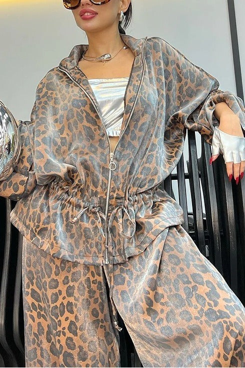 Lapel drawstring waist casual suit