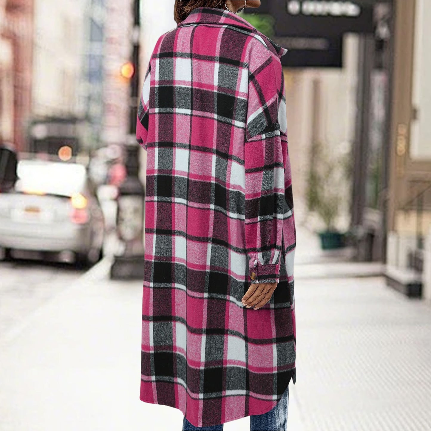 Casual plaid shirt jacket