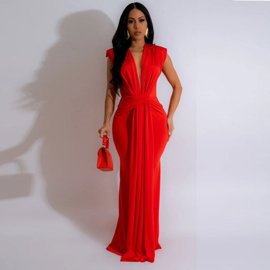 Deep V neckline sexy long skirt