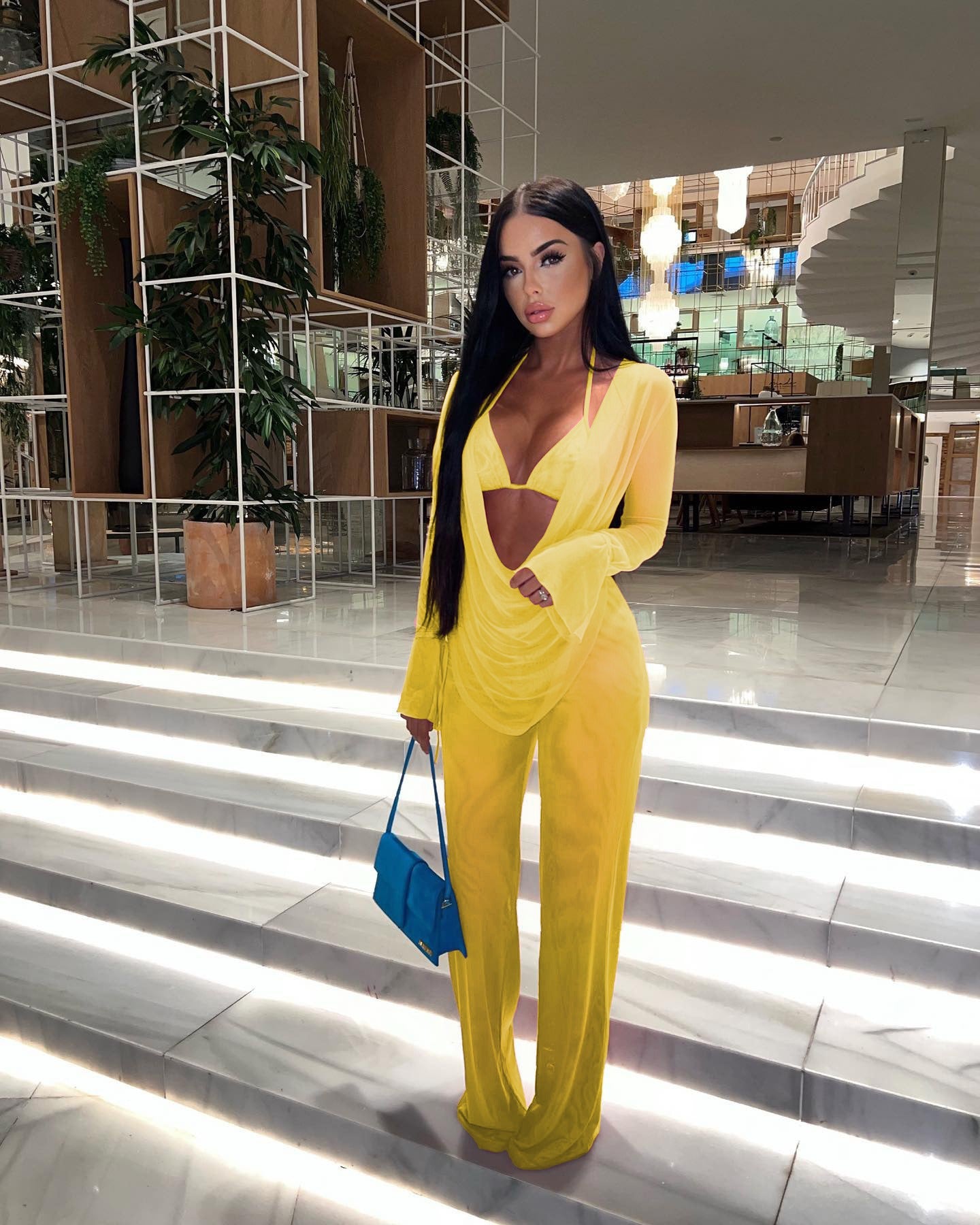 Bikini mesh sexy three piece set